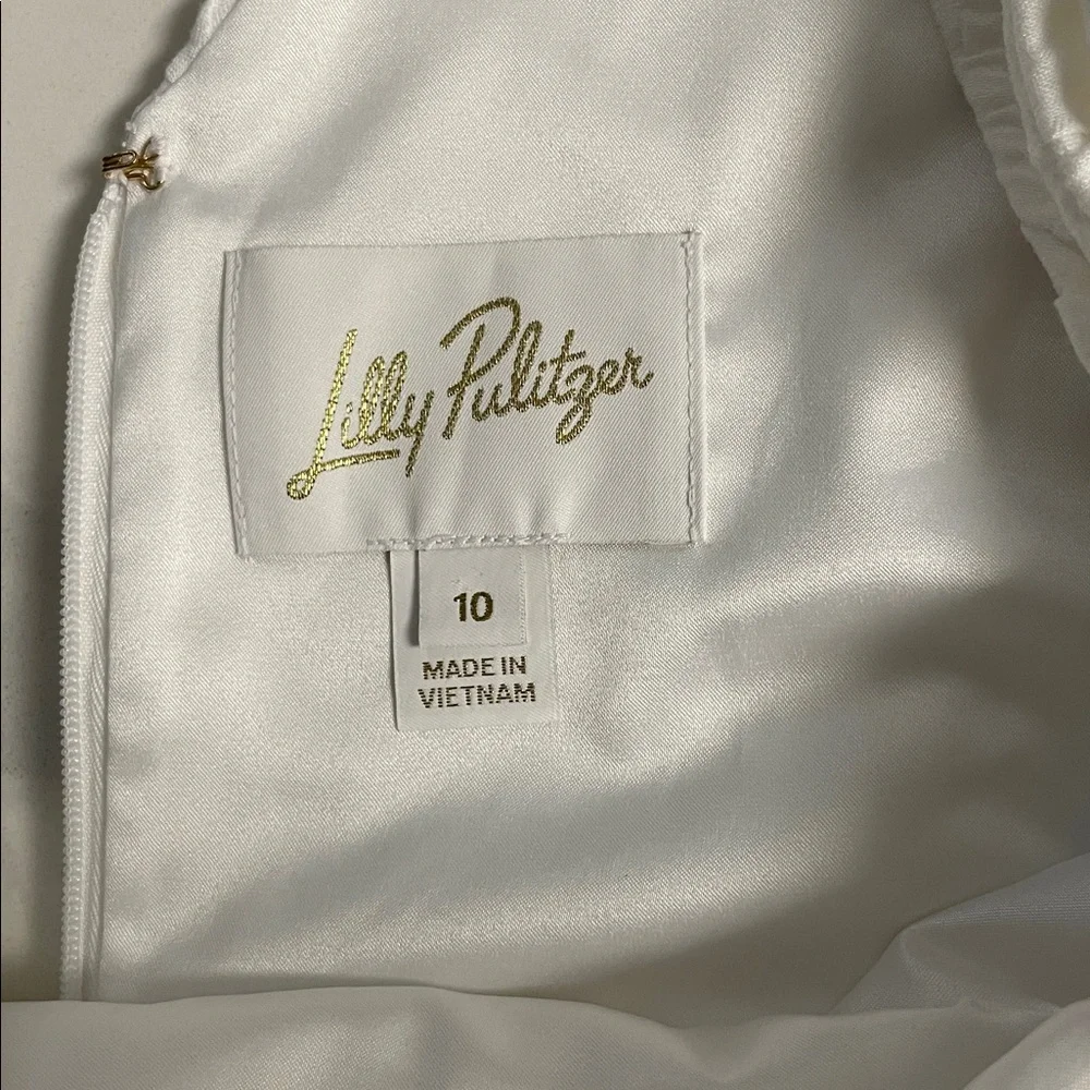 Lilly Pulitzer White Textured Midi Dress with Bow Shoulders - Picture 9 of 13